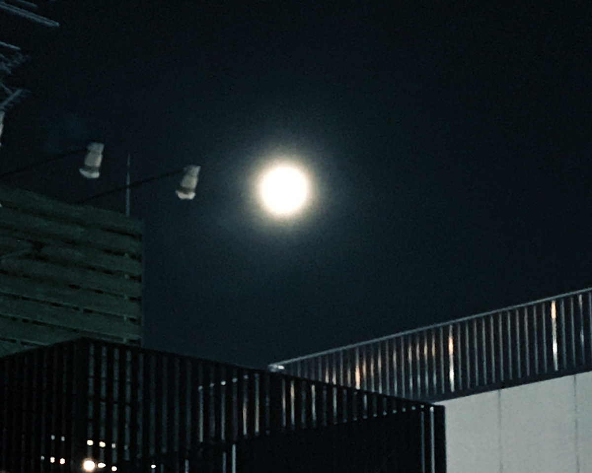 富雄教室の屋上から見える満月